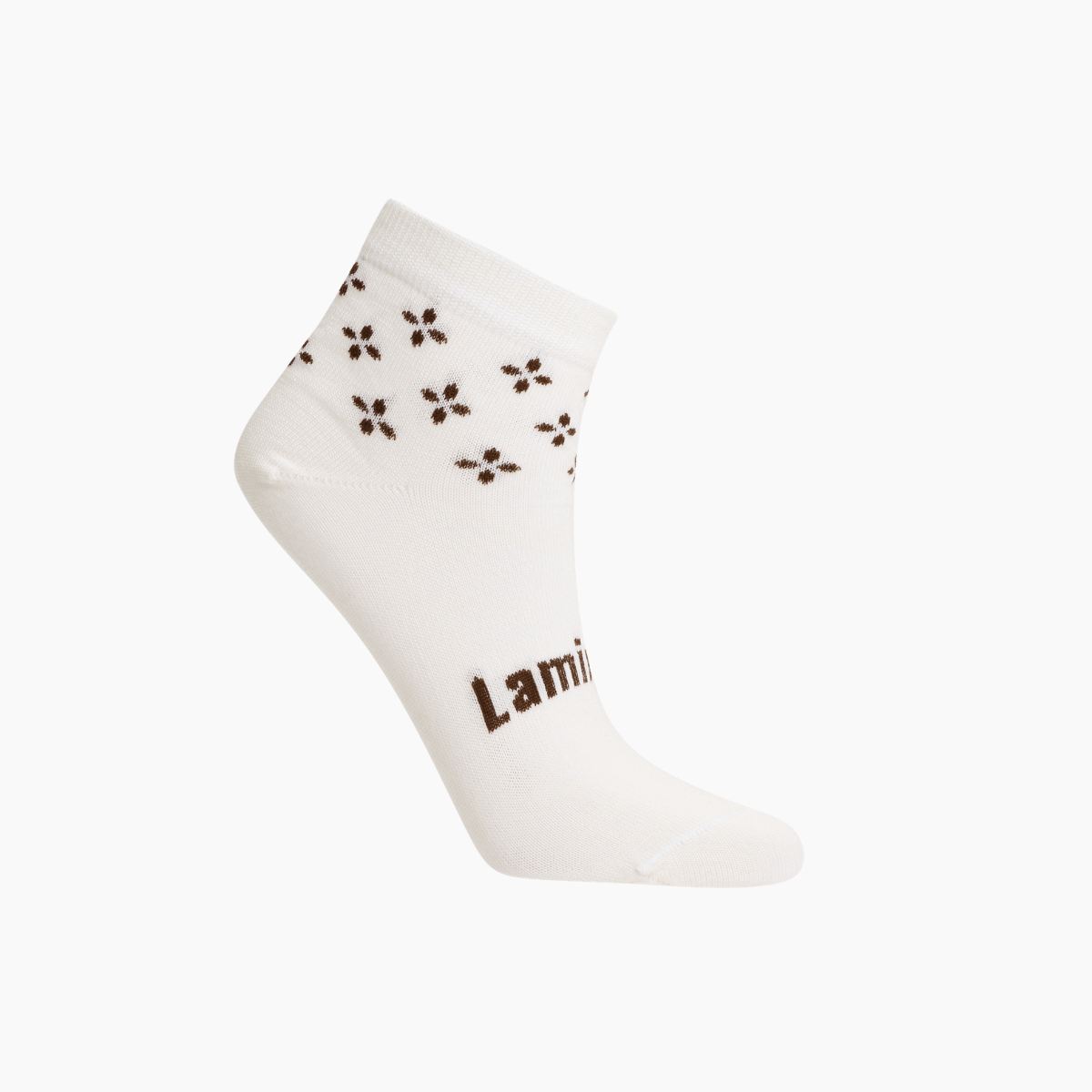 Merino Wool Ankle Socks for women in warm rusty brown pattern, perfect for autumn comfort and style.
