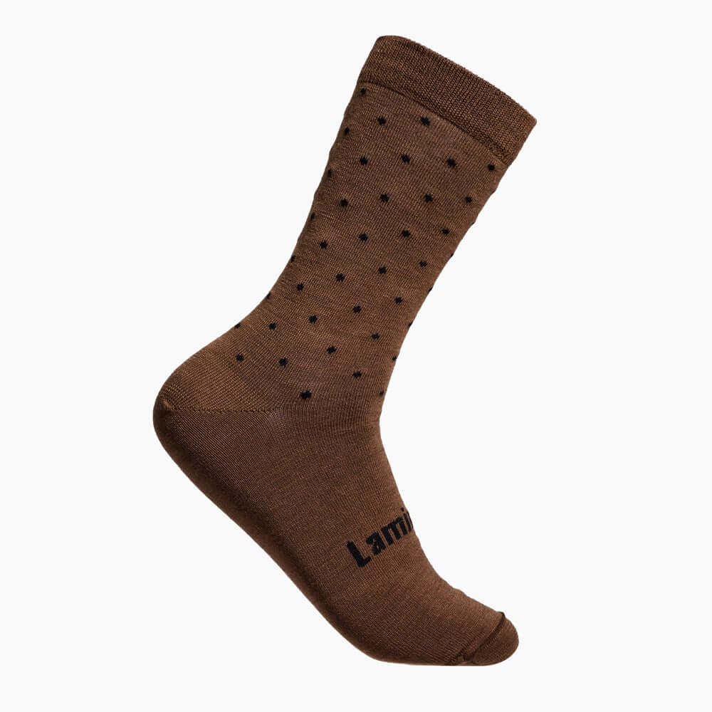 Brown with Dark Blue Spots merino wool crew socks for Men