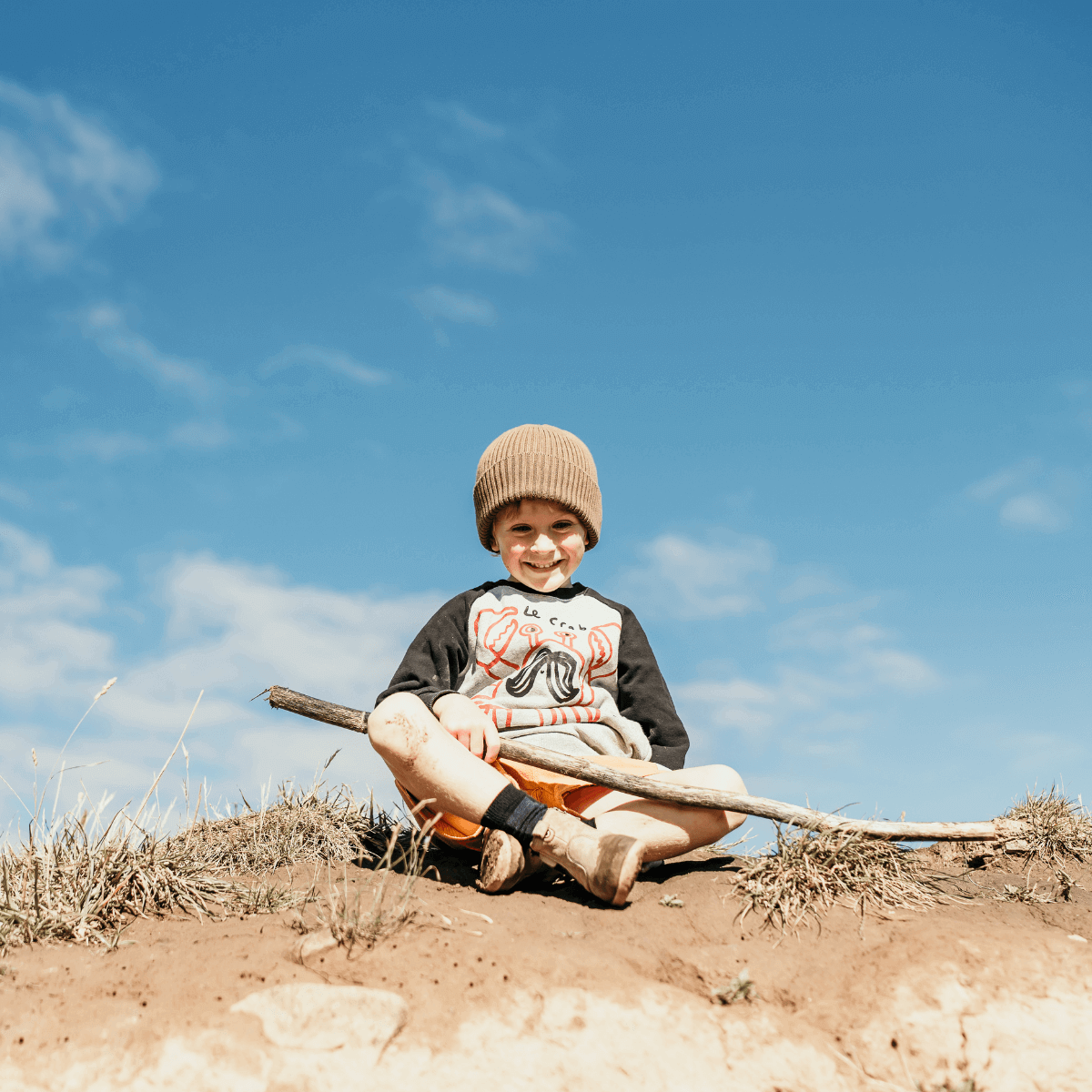 child wearing merino wool crew socks aus