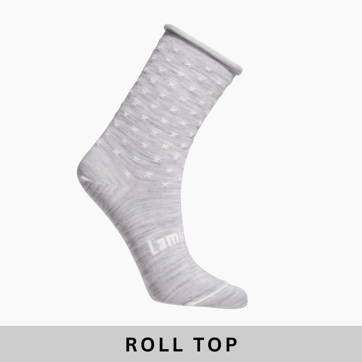 Merino wool comfort socks with roll top crew grey with white crosses for women aus