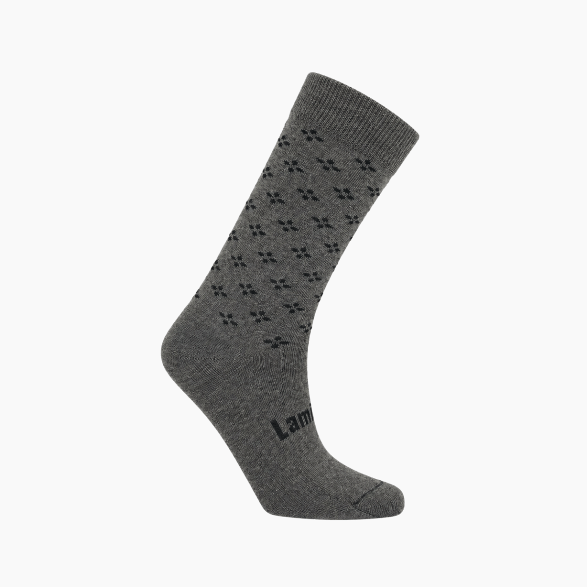 Merino Wool Crew Socks for Woman in Mushroom Brown/Grey with black tear drop cross pattern