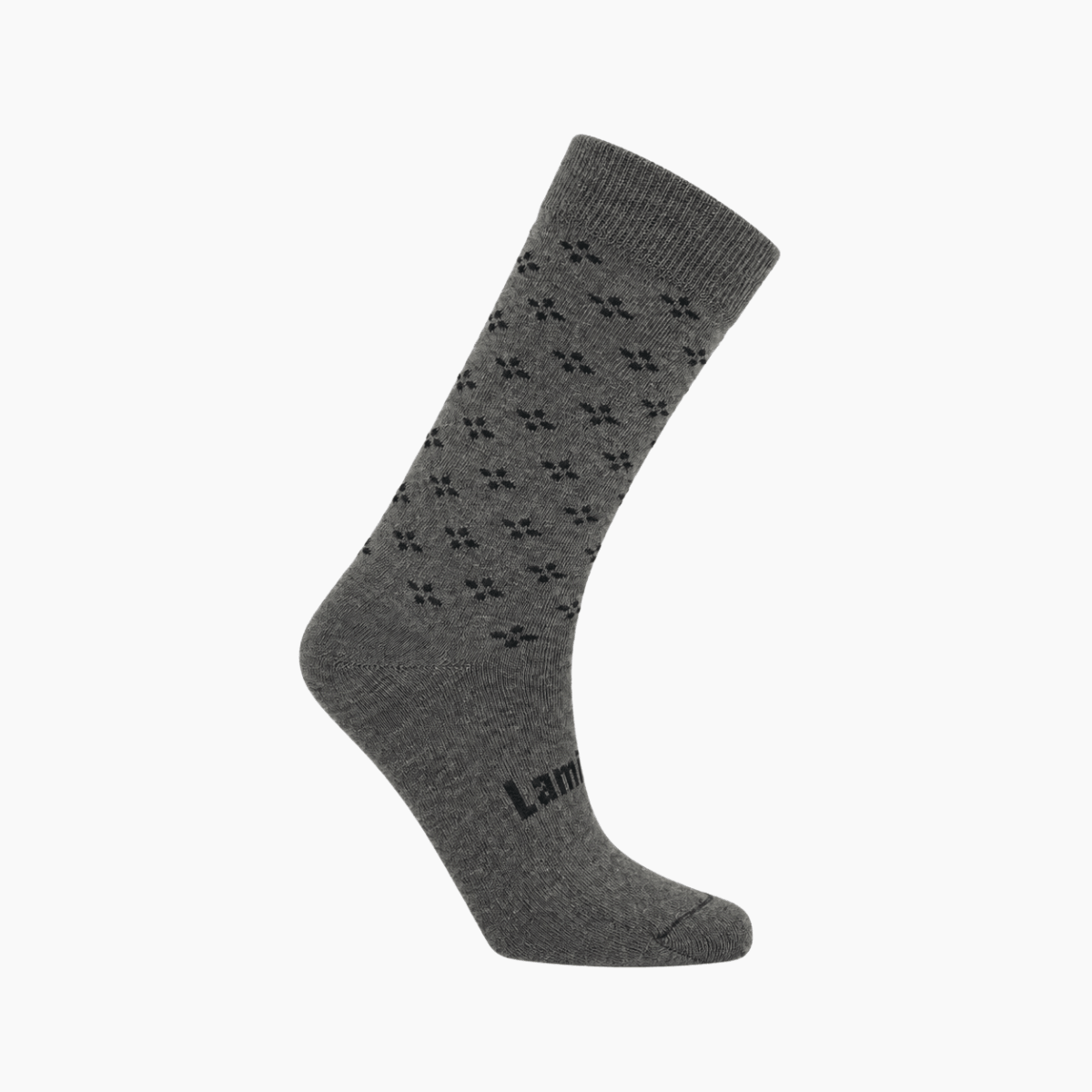 Merino Wool Crew Socks for Woman in Mushroom Brown/Grey with black tear drop cross pattern