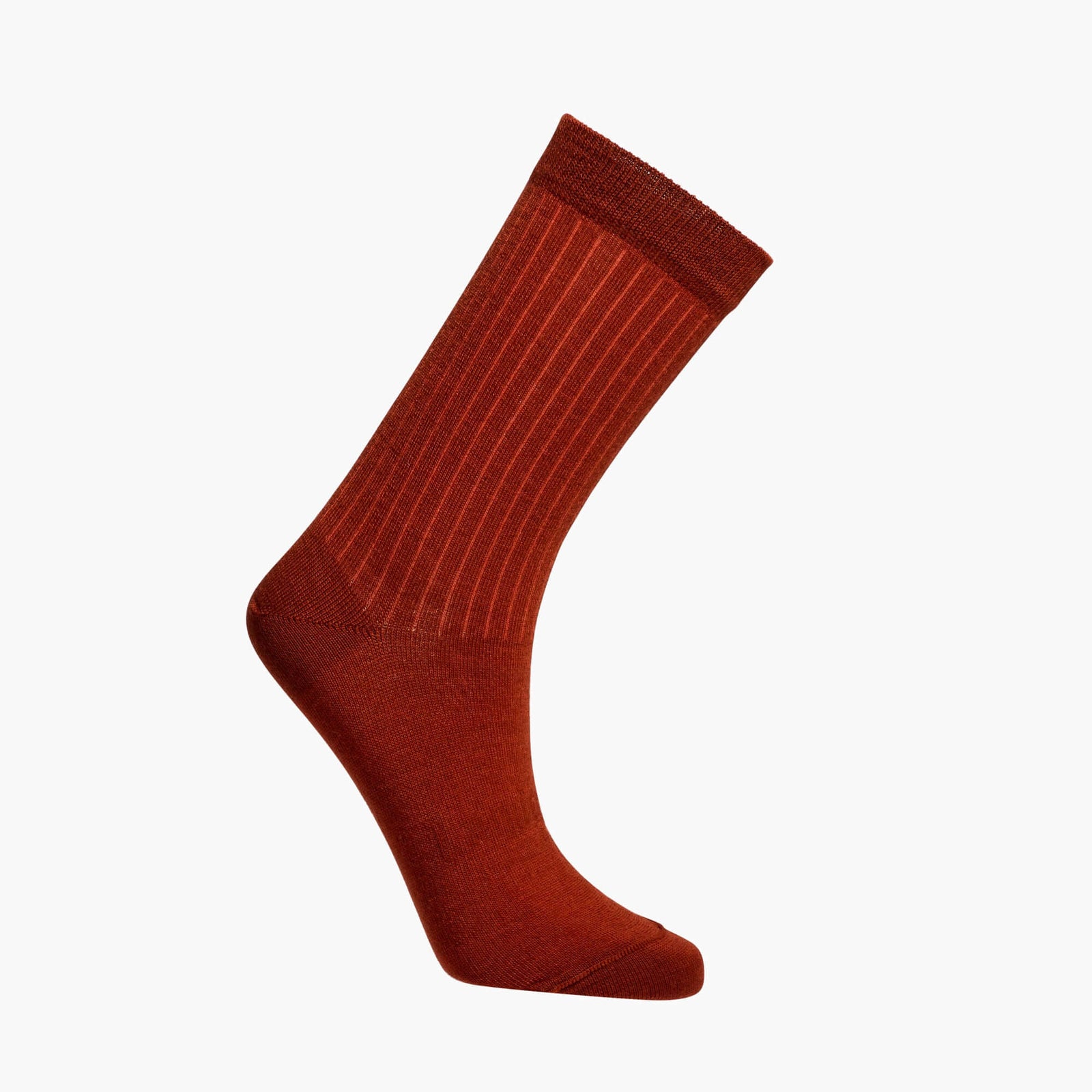 Merino Wool Crew Socks in Spice color, ribbed design for comfortable everyday wear.