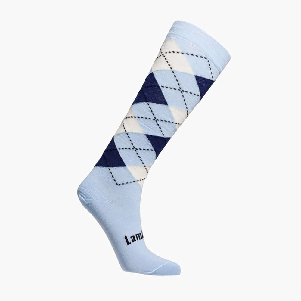 merino wool knee high socks for women in an argyle blue pattern au