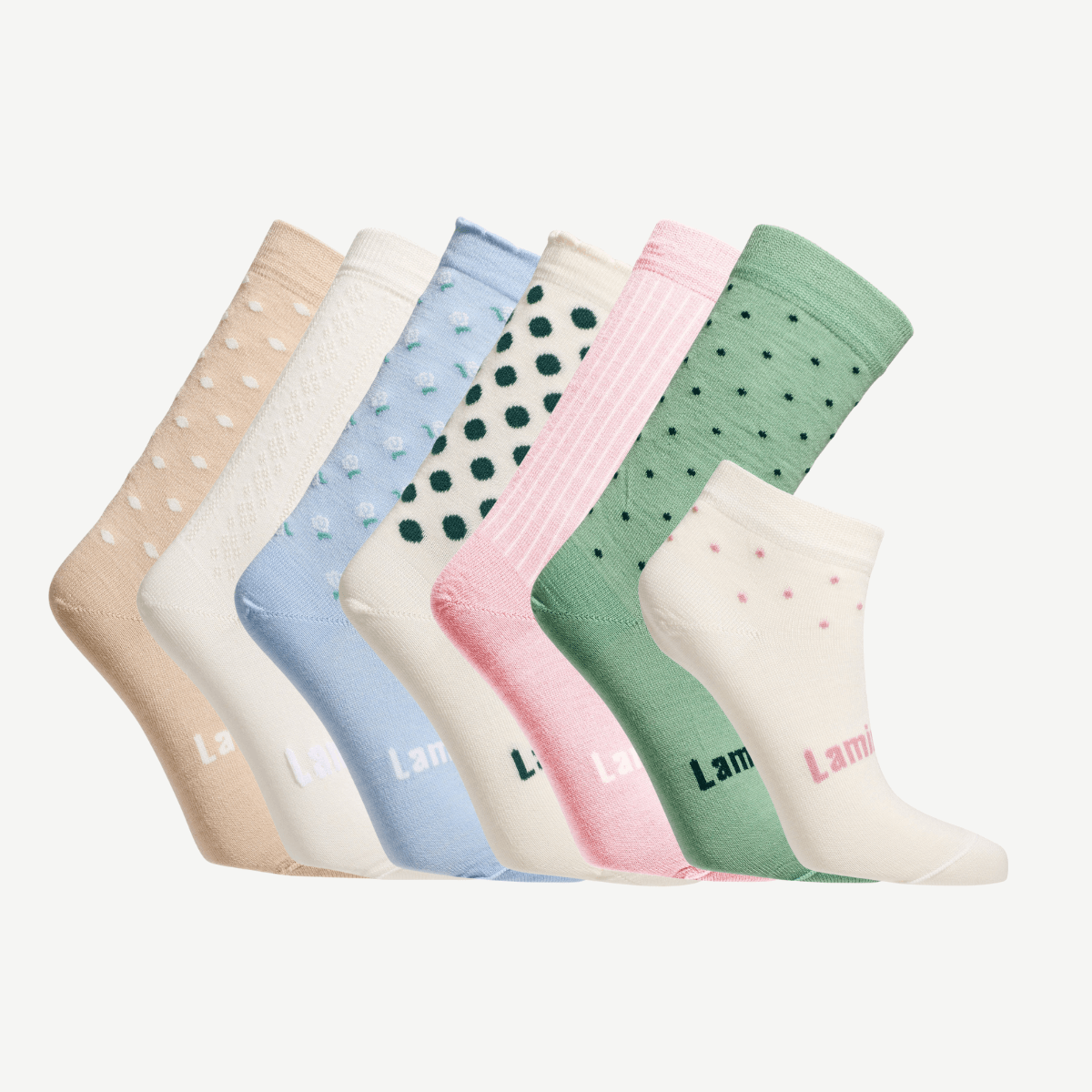 pack of 7 pairs of merino wool socks for woman aus deisgn