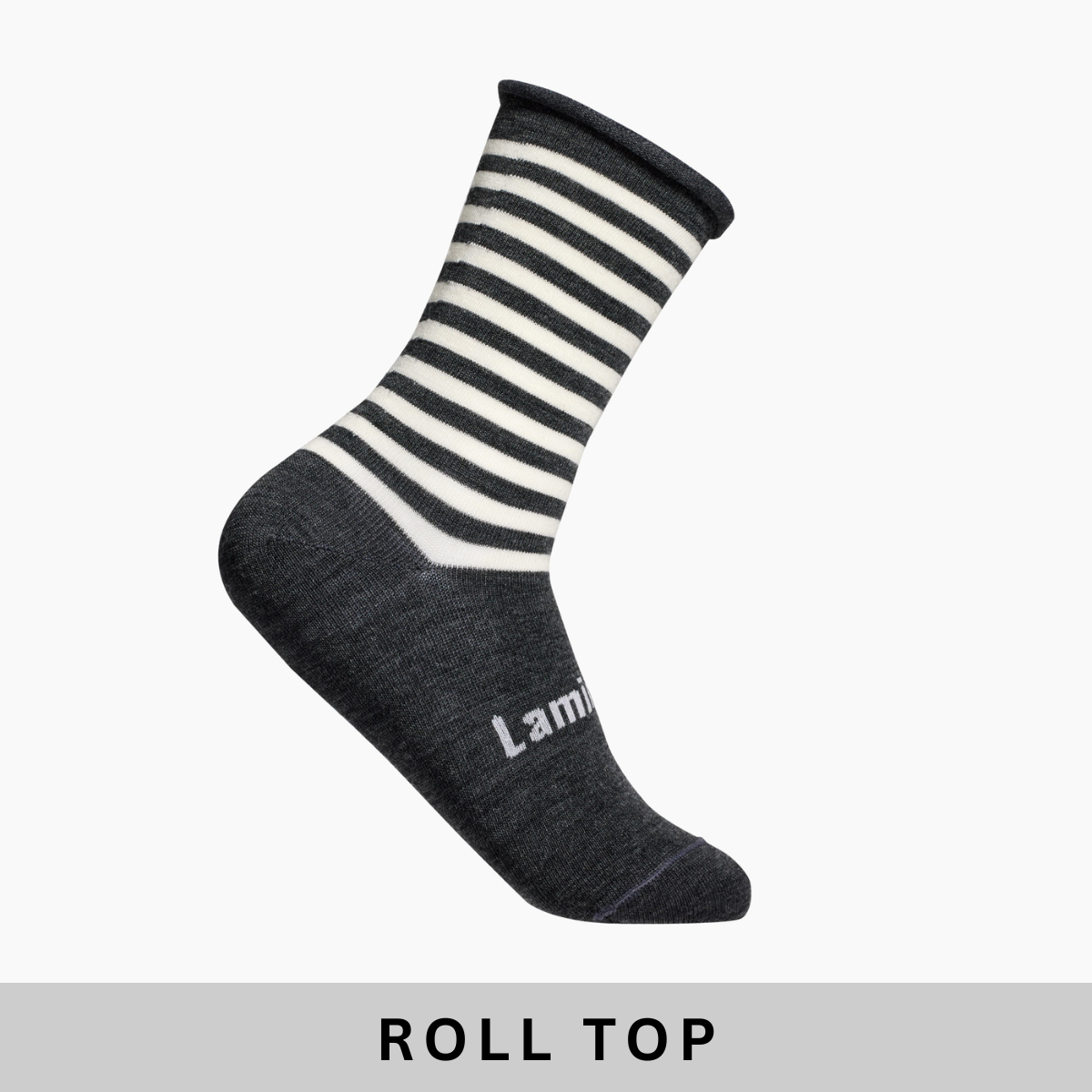 Merino wool comfort socks with roll top crew grey and natural stripes for men au