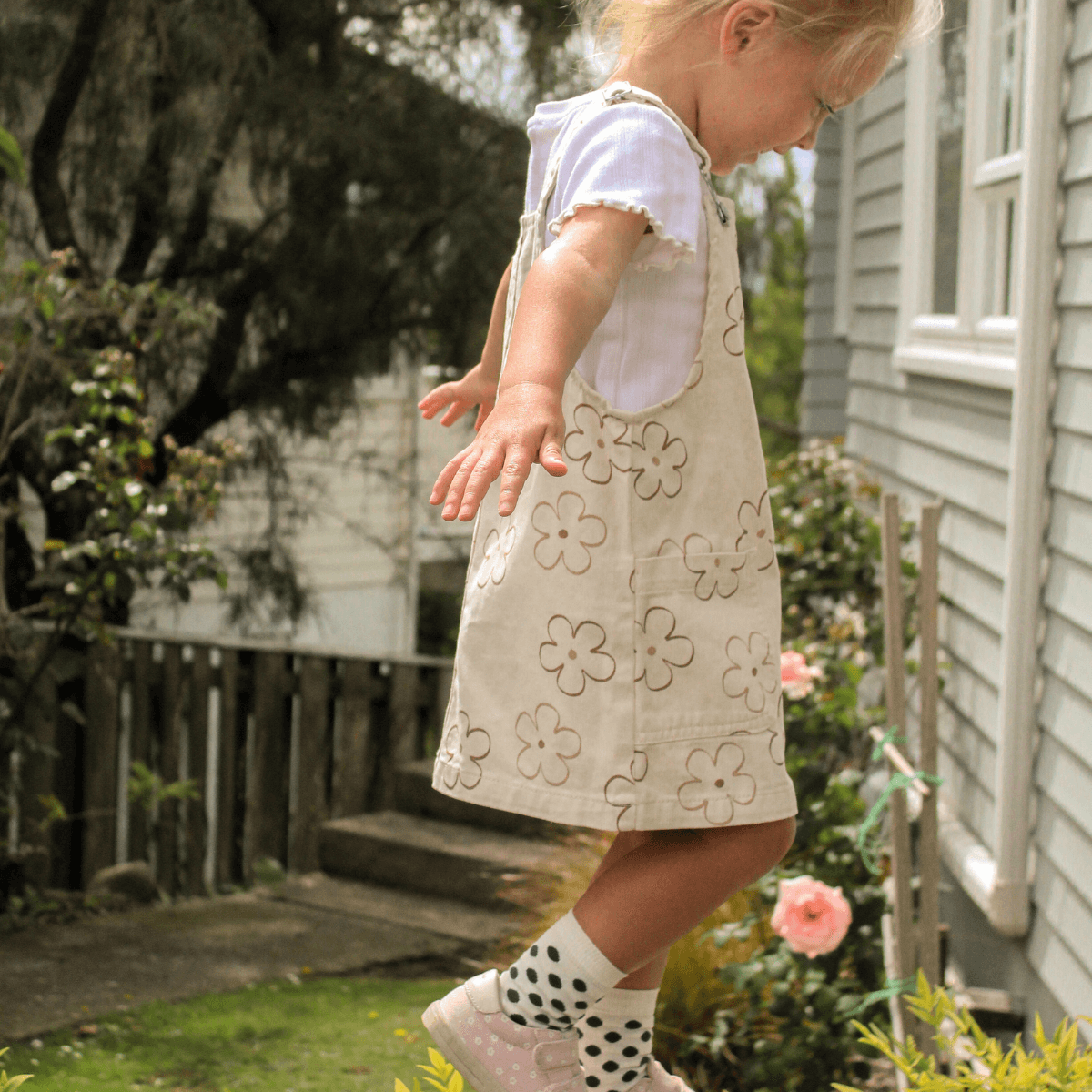 Cream with Dark Green merino wool crew socks for children by Lamington Australia