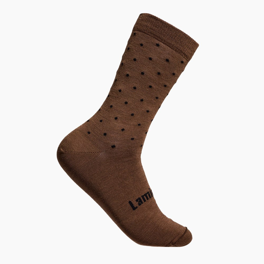Brown with Dark Blue Spots merino wool crew socks for Men AUS