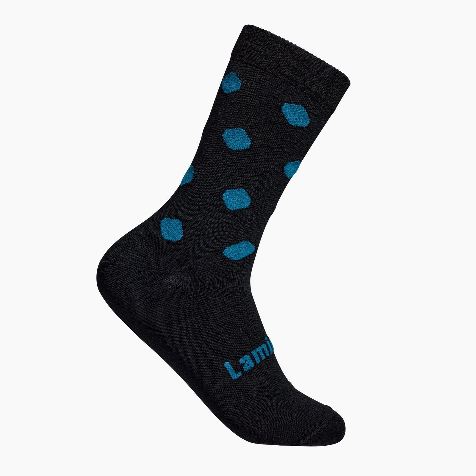 black merino wool socks with blue spots men 