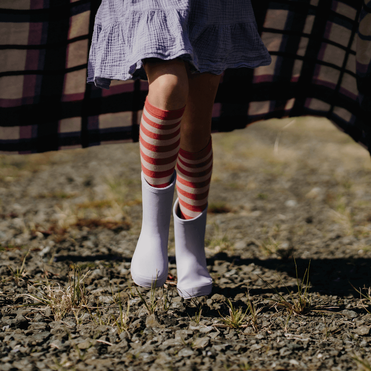 merino wool socks knee high child pink stripes aus