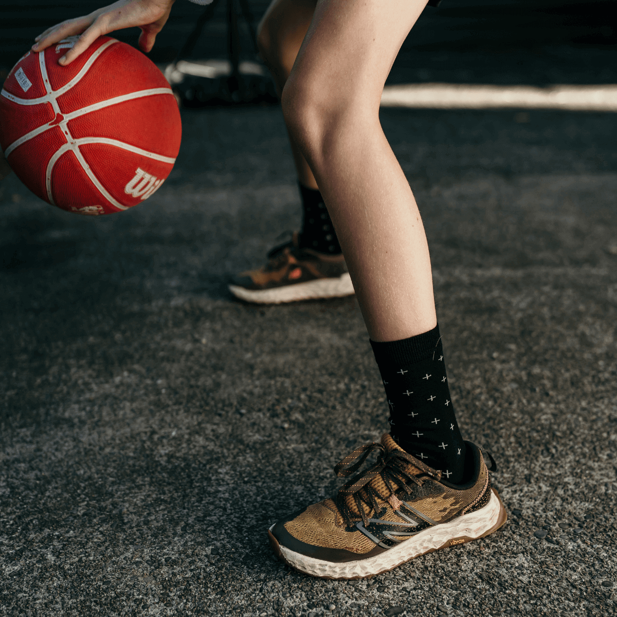 Black with grey crosses Merino Wool child socks by Lamington Australia