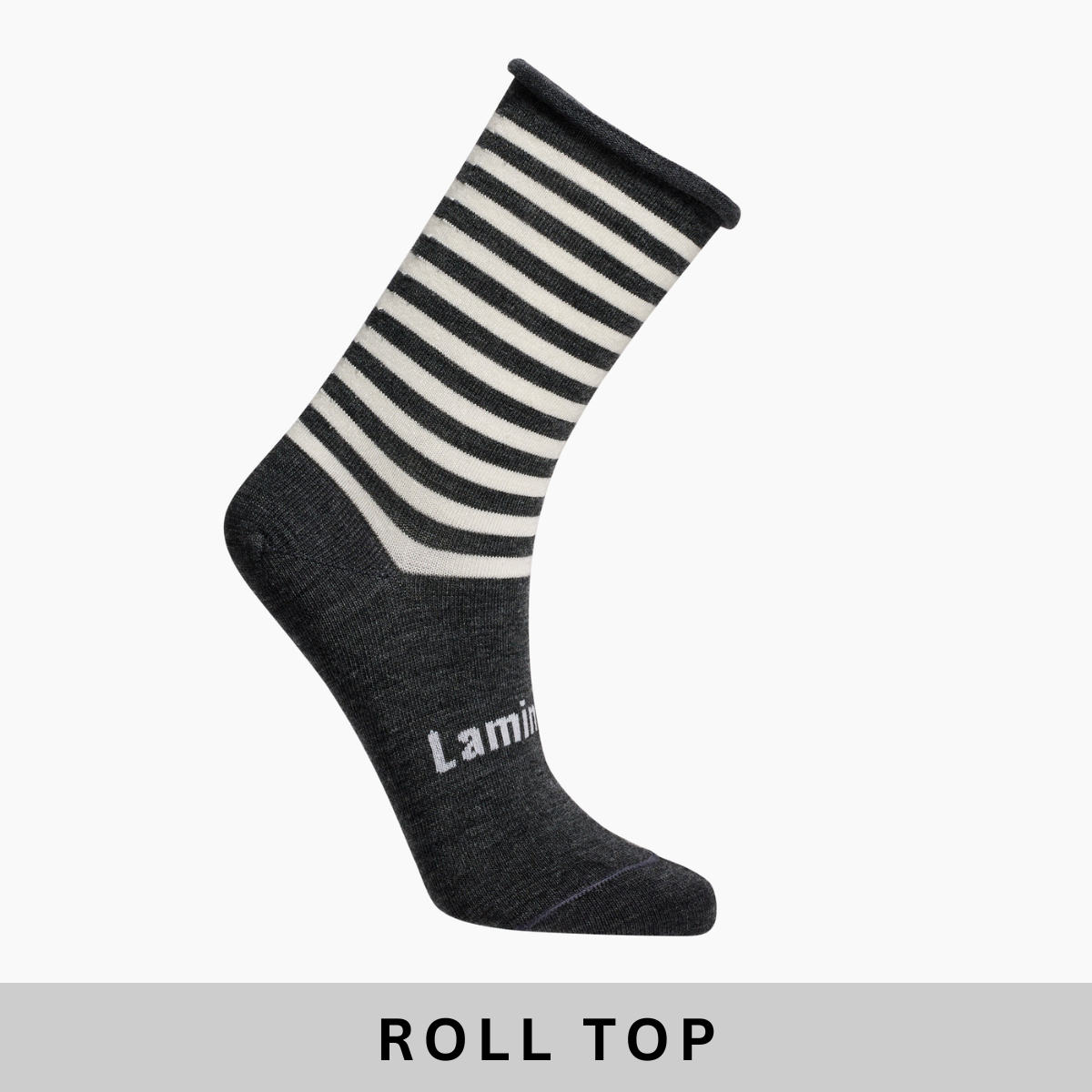 Merino wool comfort socks with roll top crew grey and natural stripes for women au