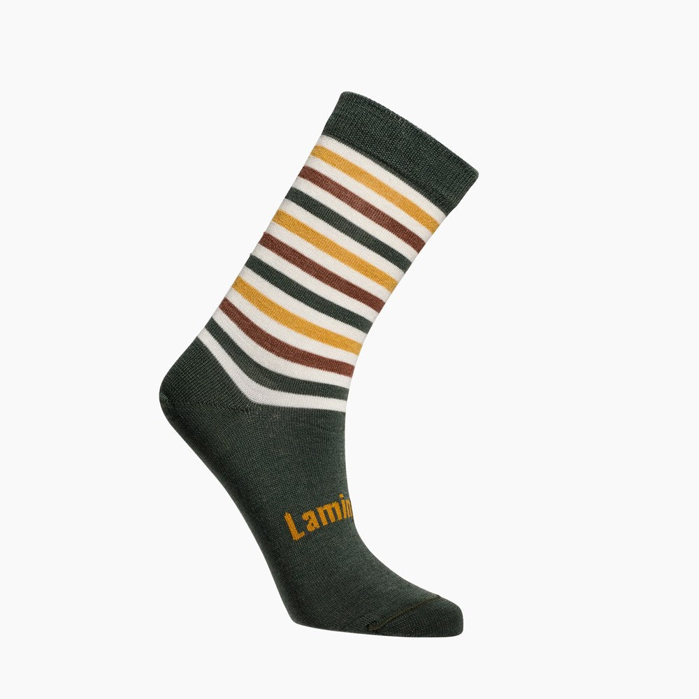 merino wool socks woman striped green, white, brown mustard au