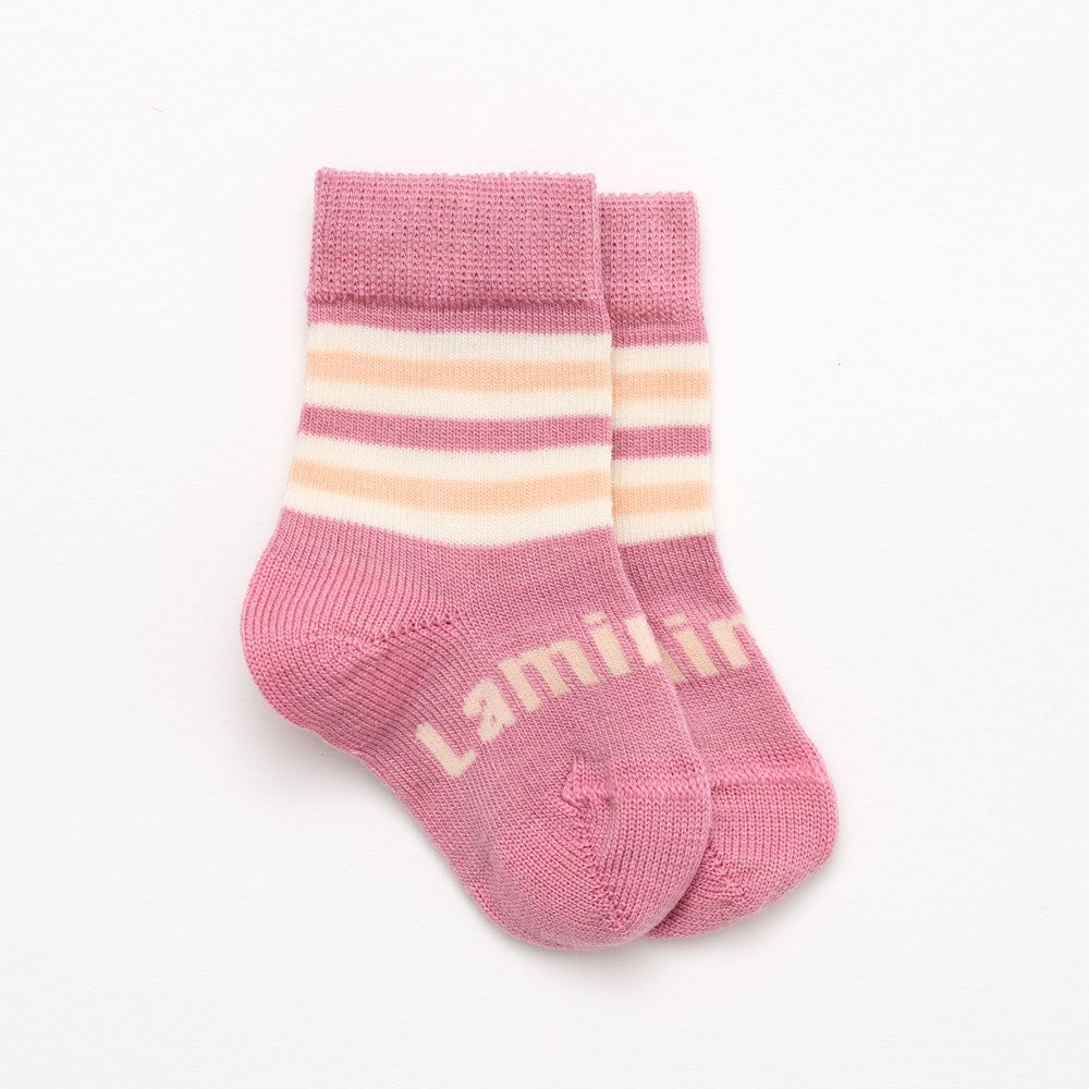 pink striped merino wool crew socks for babies au