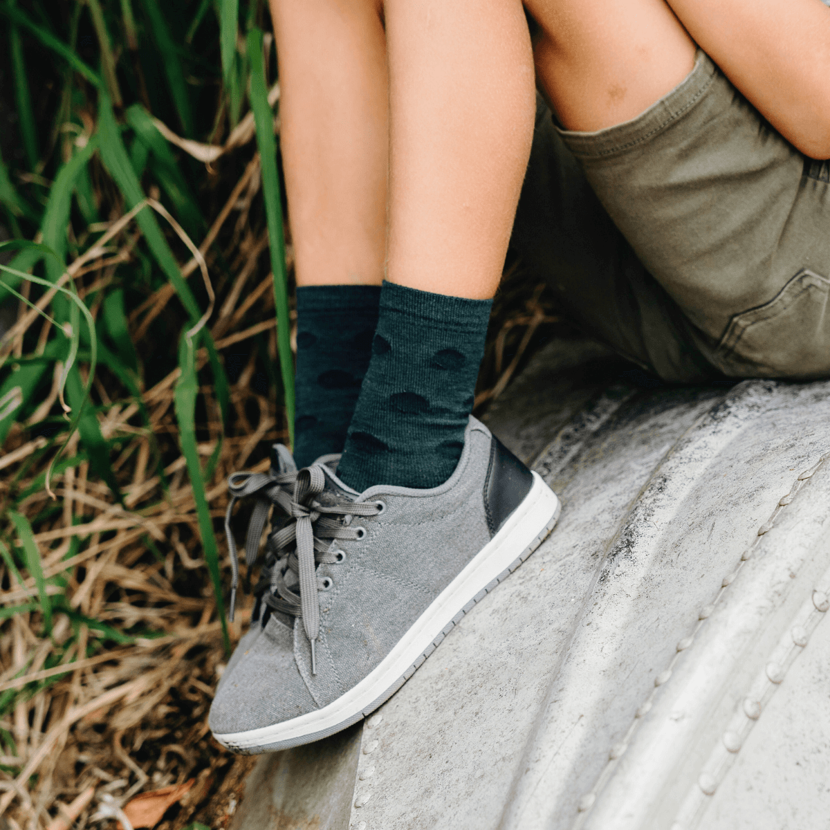 Dark Green with Dark Blue merino wool crew socks for children by Lamington Australia