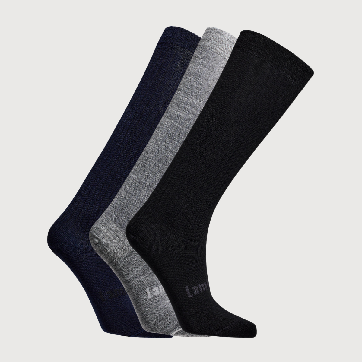 Bundle of 3 pairs of knee-high socks for woman child navy black and grey aus
