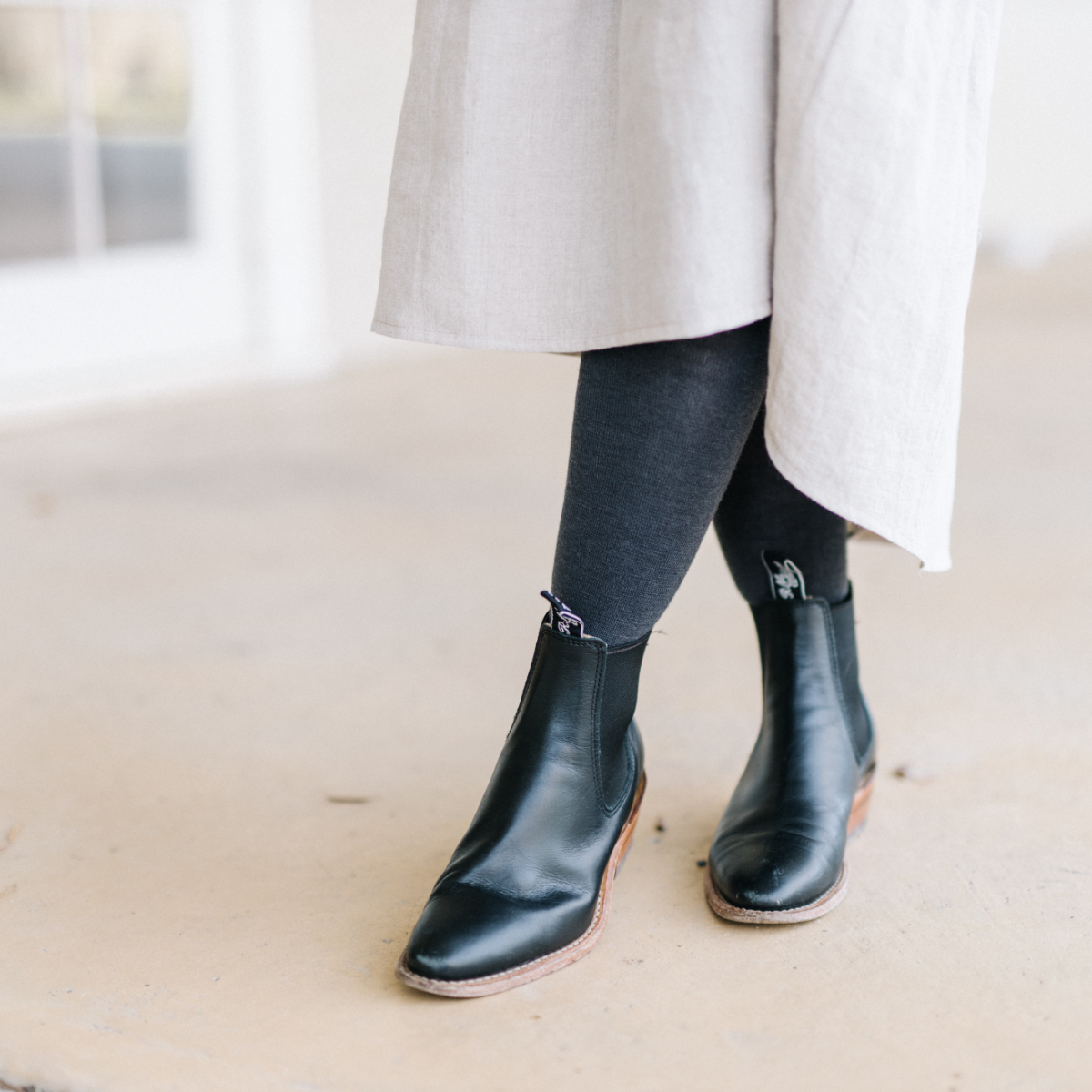 Merino Wool Flat Knit Tights | WOMAN | Essential | Charcoal