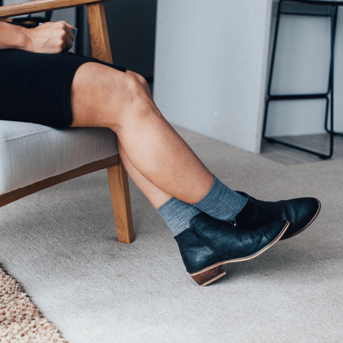 grey merino wool rib crew socks for women and children school aus
